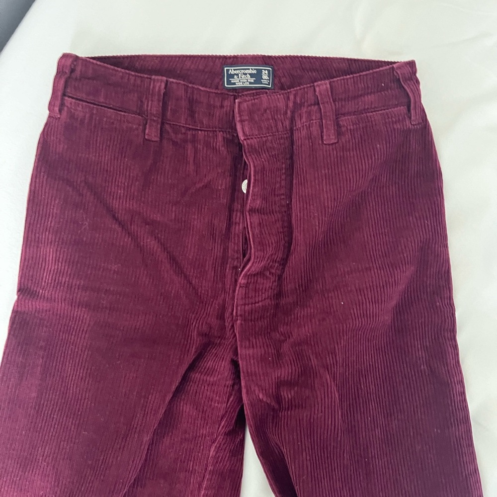 Abercrombie courduroy maroon flare jeans